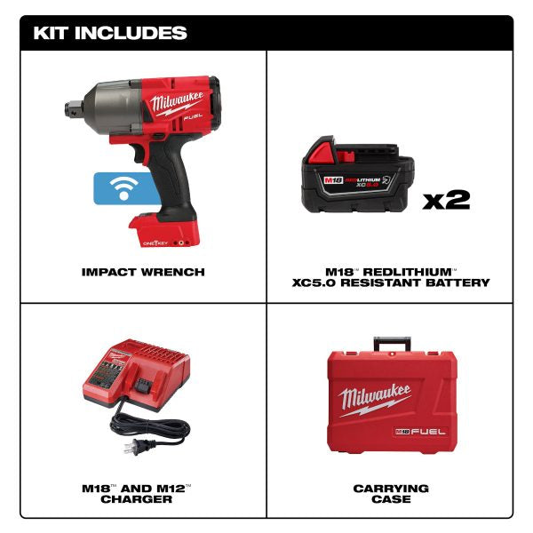 Llave De Impacto Inalámbrica Milwaukee De 3/4" Pulg. MW286422R | M18 Fuel One Key | 2 Baterías y Cargador