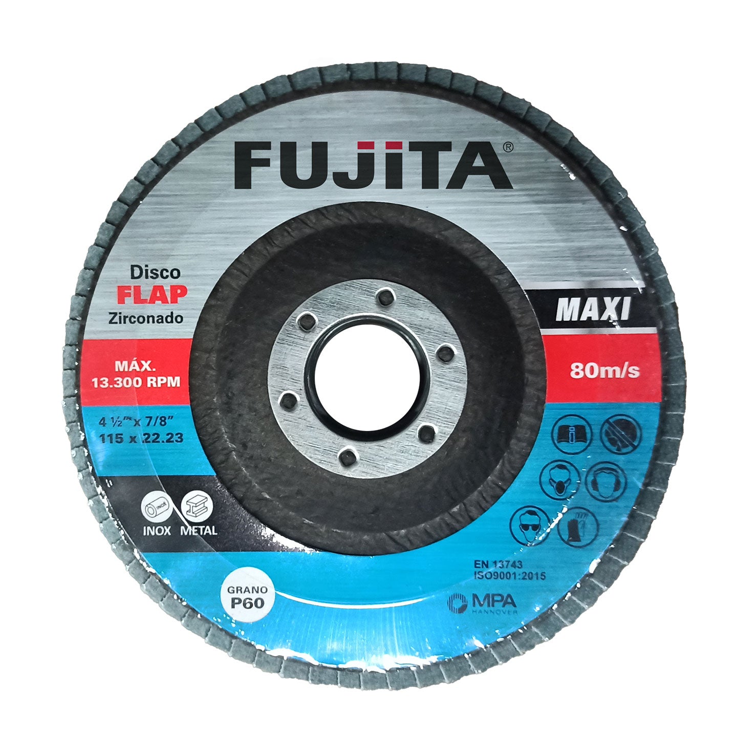Disco Flap De Zirconio Fujita | 4 1/2" x 7/8" | Uso Profesional E Industrial