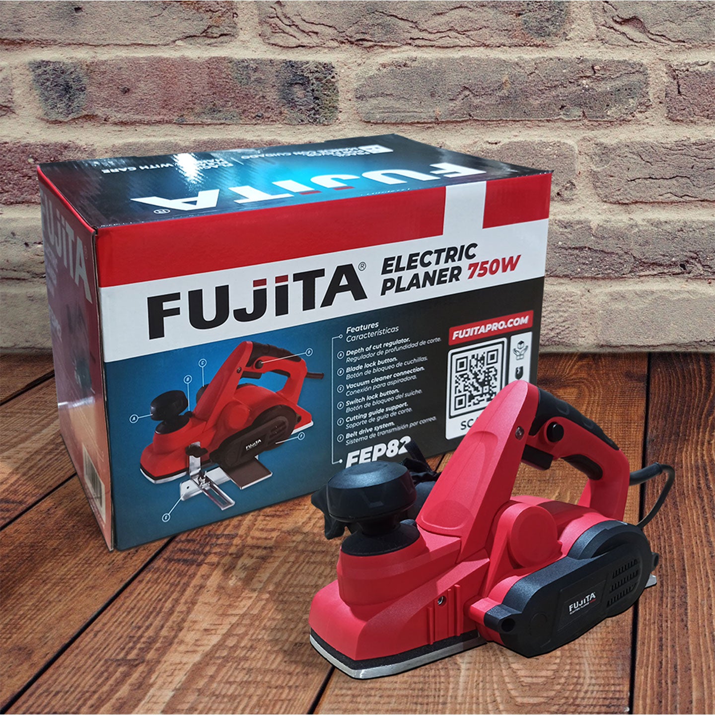 Cepillo Eléctrico De 750W FEP82 Fujita | Ancho 82mm | Uso Profesional