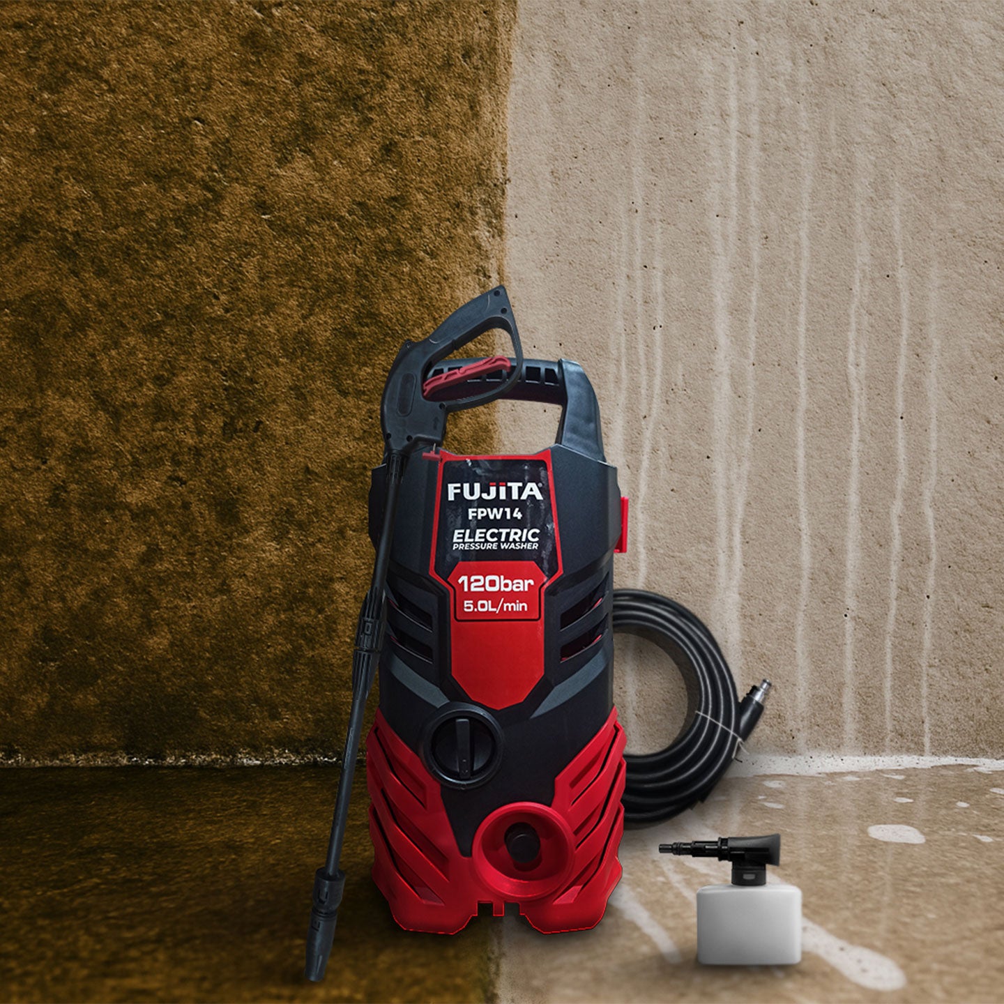 Hidrolavadora Eléctrica De 1400W FPW14 Fujita| 1740 PSI | 5.0 L/Min | Alta Presión