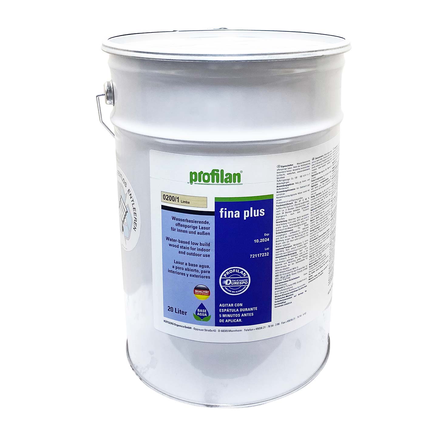 Profilan Fina Plus | Recubrimiento (Lasur) Para Protección De Madera En Exteriores | Para Fachadas, Puertas, Ventanas y Pérgolas | Base Agua