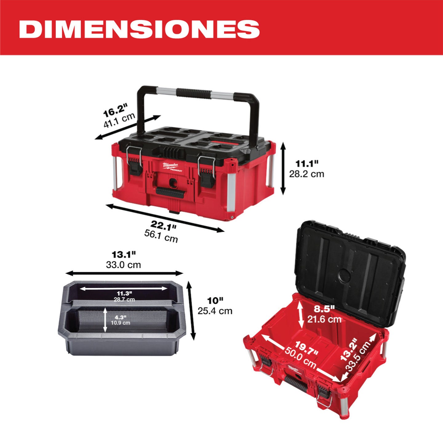 Maleta Organizadora Grande Milwaukee MW48228425 | Capacidad de 100 Lb