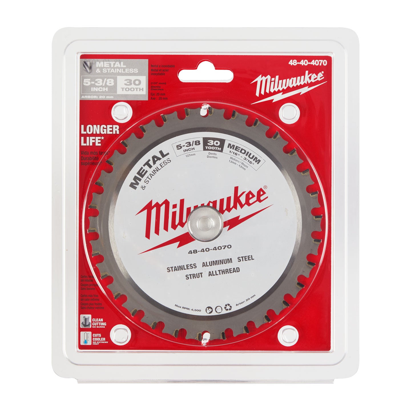 Hoja de Sierra Circular Milwaukee De 5 3/8" Pulg. MW48404070 | Corte en Metal
