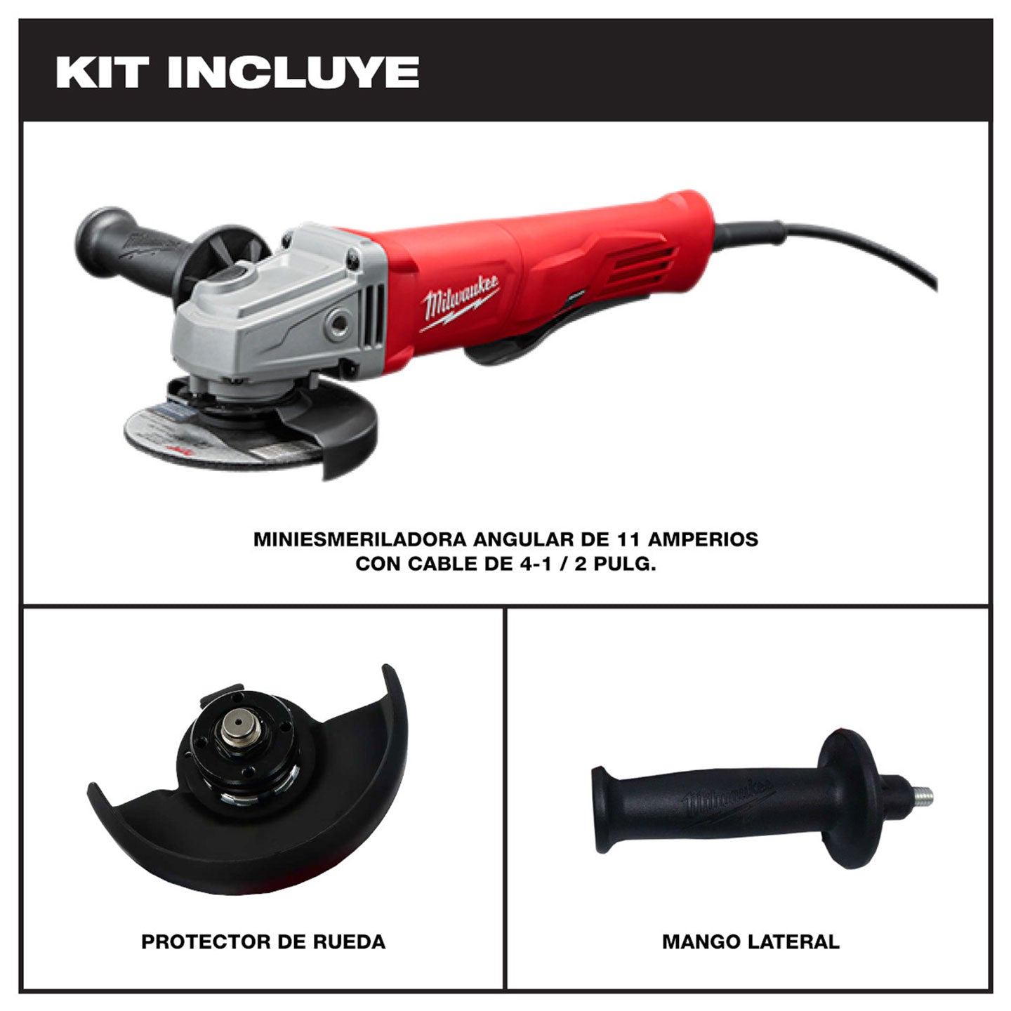 Minipulidora Angular Milwaukee De 4 1/2" Pulgadas MW614130 | 11 Amp | Uso Industrial