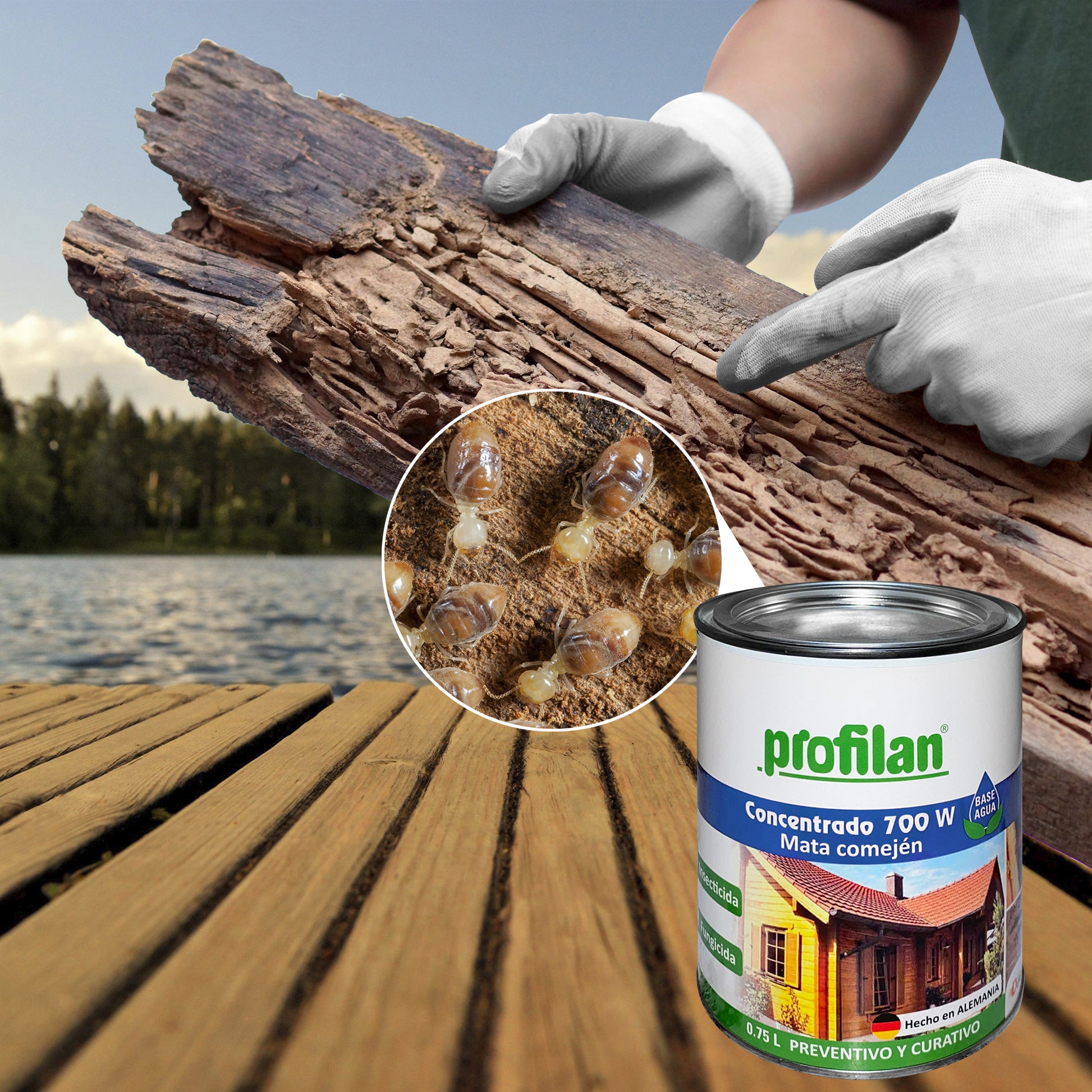 Pintura Lasur Para Madera PROFILAN CONCENTRADO 700-W BASE AGUA 0.75 L INMUNIZANTE