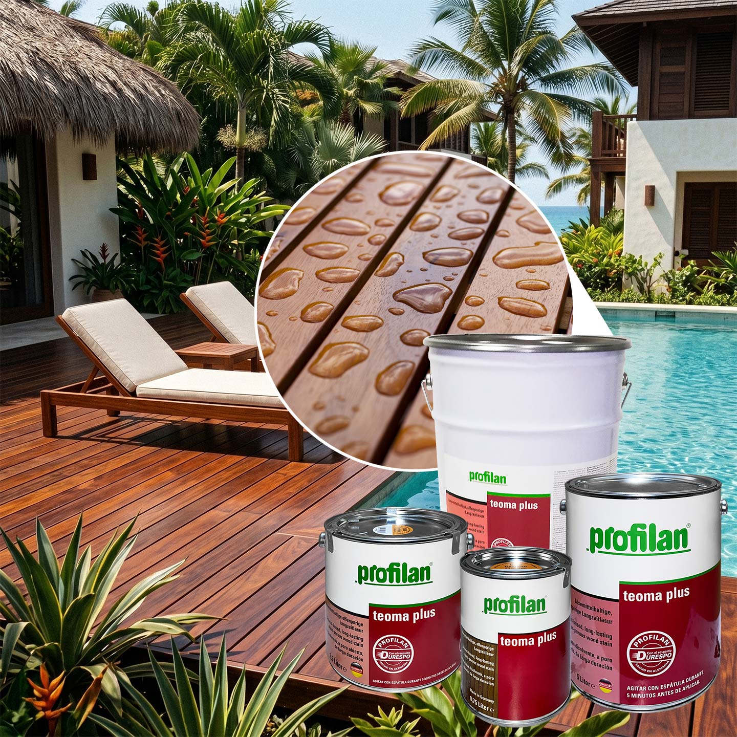 Profilan Teoma Plus | Recubrimiento (Lasur) Para Protección De Madera En Exteriores | Para Decks, Jacuzzis, Muelles y Embarcaderos | Base Solvente