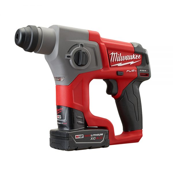 Milwaukee M12™ FUEL Brushless 12-voltios, Rotomartillo SDS PLUS 5/8" inalámbrico MW241622XC, con dos baterías ion de litio carga extendida de 4.0 amperios, incluye estuche y cargador - Imagen 3