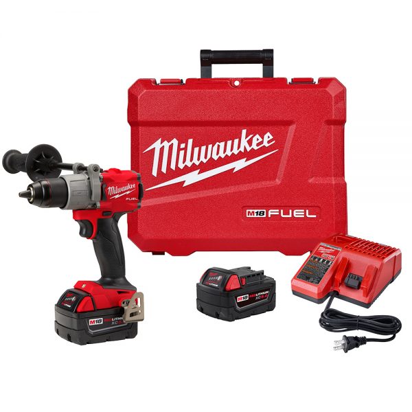 Milwaukee M18™ FUEL Kit Brushless 18-voltios ion de Litio Taladro Percutor/Atornillador de 1/2” pulgada inalámbrico con dos baterías de 5.0 amperios, MW280322, incluye estuche y cargador multivoltaje - Imagen 9