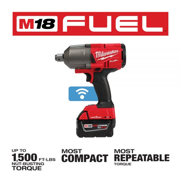 Milwaukee M18™ FUEL Brushless 18-voltios, Llave de impacto 3/4" Inalámbrica con Anillo de Retención y Sistema ONE-KEY™  MW286422,  0 - 1200 ft-lbs, con dos baterías ion de litio de 5.0 amperios, incluye estuche y cargador multivoltaje - Imagen 5