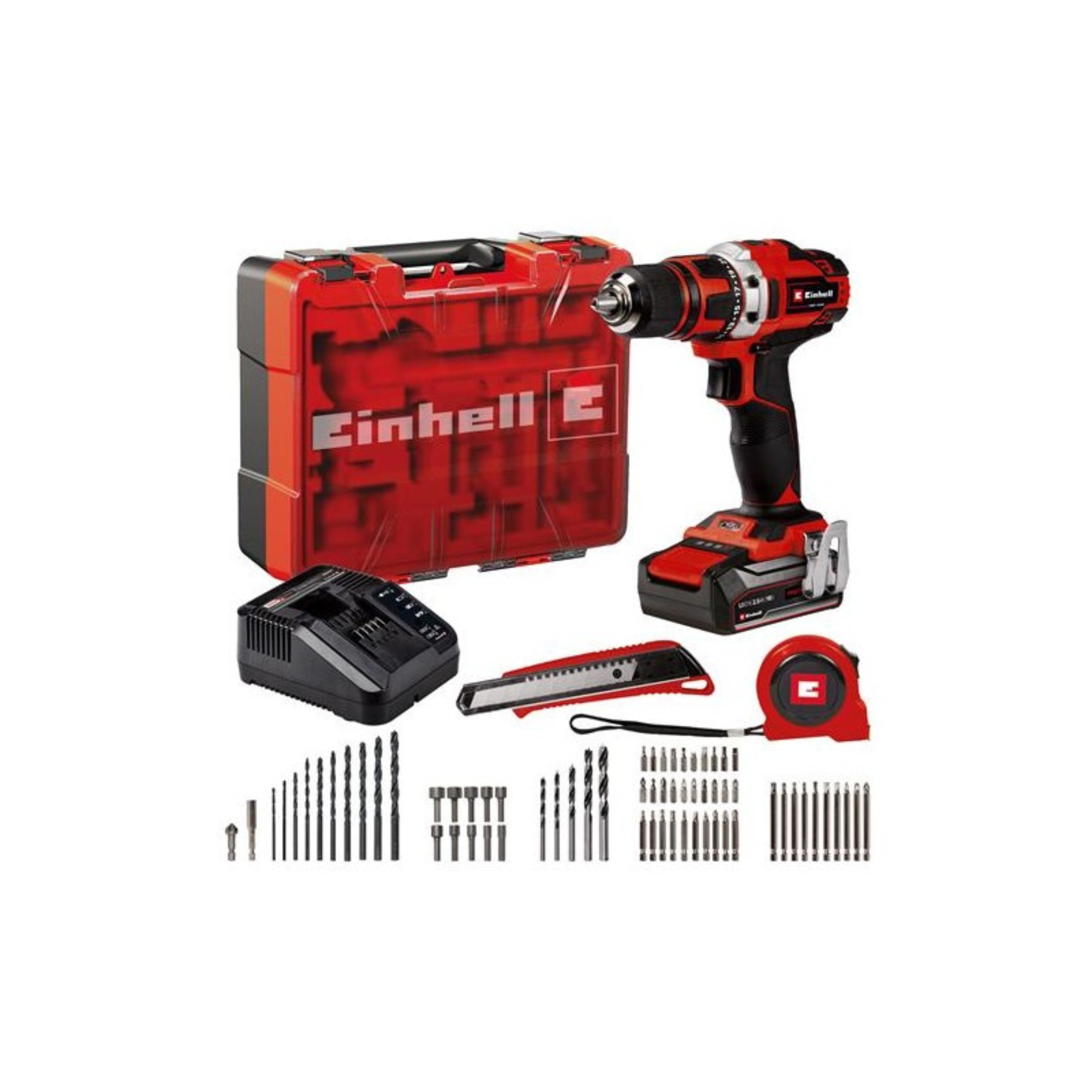  Einhell TE-CD Power X-Change - Taladro inalámbrico de 18  voltios de velocidad variable de 3/8 pulgadas, con par de 310 en libras,  20+1 ajustes de par, 550 RPM máximo, luz LED 